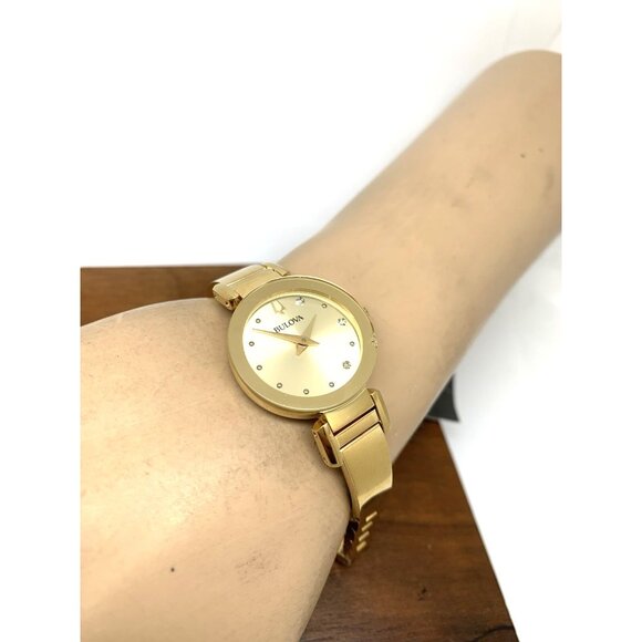 Bulova Women's Watch 97P164 Marc Anthony Quartz Bangle Petite Diamond Gold Dial - Picture 5 of 14